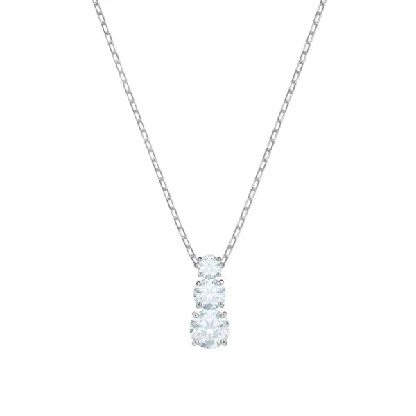 Swarovski προσέλκυση Τριλογία Στρογγυλό Μενταγιόν, Λευκό, Ρόδιο 5414970