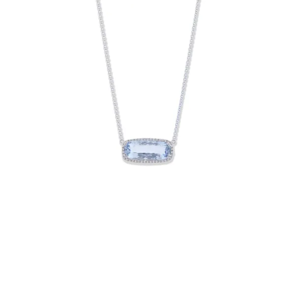 NIKOS FANOURAKIS Κολιέ 18Κ Λευκό Χρυσό με μπλε τοπάζ και διαμάντια ΝΖΜ1103DbtW