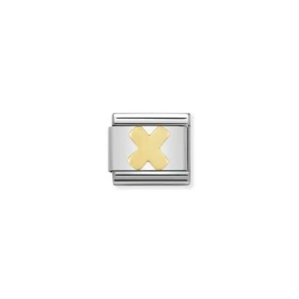 Nomination Composable Classic Link με γράμμα X χρυσό 18Κ 030101/24