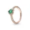 14K Rose Gold Plated Cubic Zirconia & Green Crystal Heart Ring