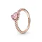 14K Rose Gold Plated Cubic Zirconia & Pink Crystal Heart Ring