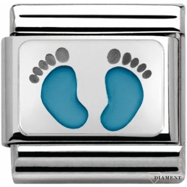 NOMINATION ITALY LINK SILVER LIGHT BLUE FOOTPRINTS