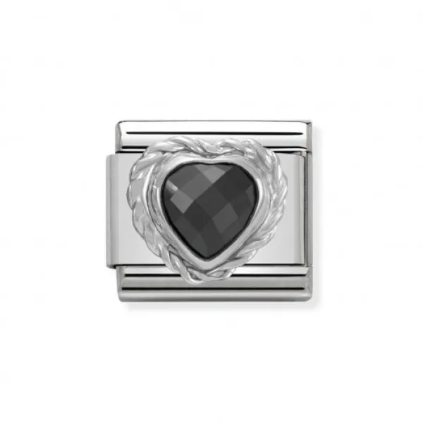 NOMINATION Classic Link καρδιά ασήμι 925 με μαύρο ζιργκόν 330603/011