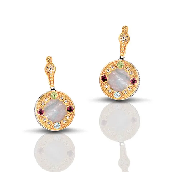 Dimitrios Exclusive Σκουλαρίκια με Φίλντισι και Ημιπολύτιμες Πέτρες S67