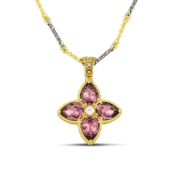 Dimitrios Exclusive Φλοράλ Κολιέ με Swarovski σε Σχήμα Σταγόνας και Ζιρκόν M156