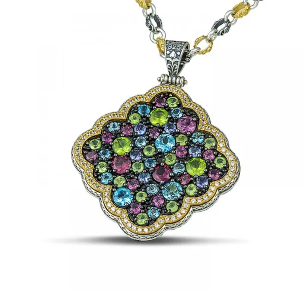 Dimitrios Exclusive Μενταγιόν Διπλής Όψεως με Ημιπολύτιμες Πέτρες M113 Χωρίς Αλυσίδα