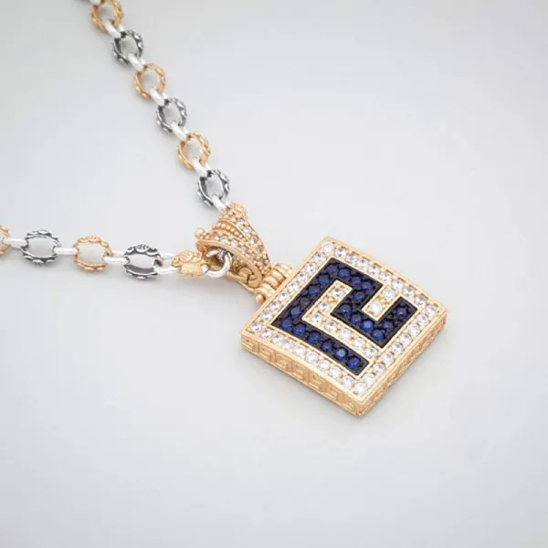 Dimitrios Exclusive Μενταγιόν Μαίανδρος με Ζιργκόν και Δίχρωμη Αλυσίδα M292