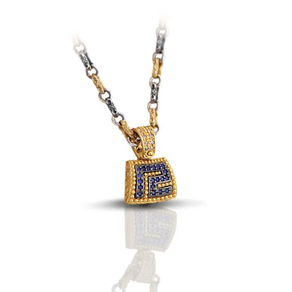 Dimitrios Exclusive Μενταγιόν Μαίανδρος με Ζιργκόν και Τρίχρωμη Αλυσίδα M9