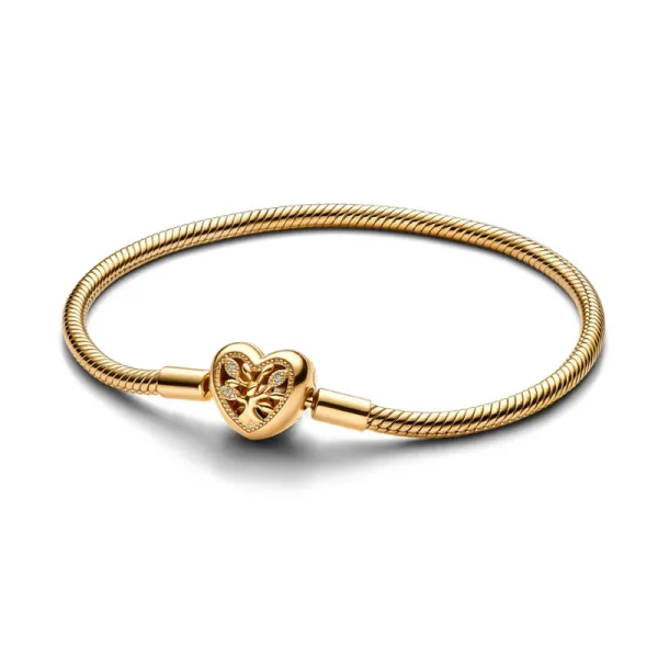 Pandora Βραχιόλι με αλυσίδα-φίδι και κούμπωμα καρδιάς με οικογενειακό δέντρο 563516C01
