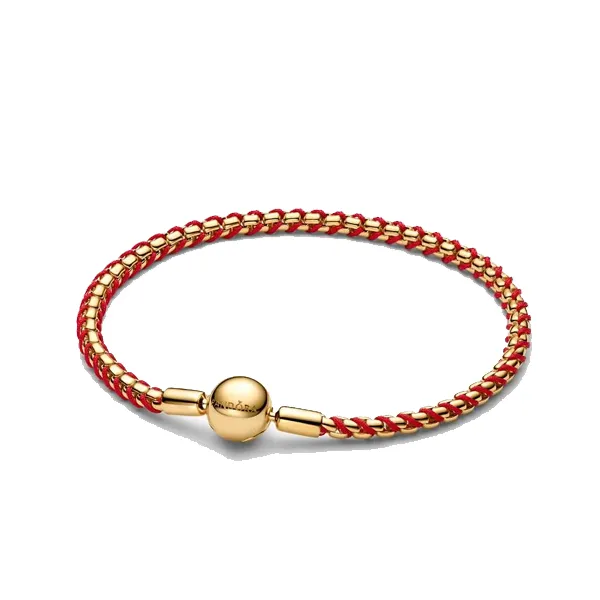 Pandora Βραχιόλι με αλυσίδα-φίδι και κόκκινο κορδόνι 563816C01