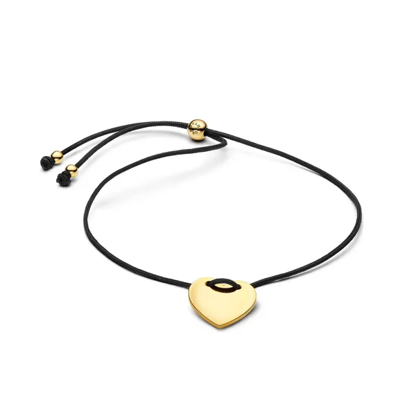 Pandora Βραχιόλι με μαύρο κορδόνι και καρδιά με δυνατότητα εγχάραξης 564420c01