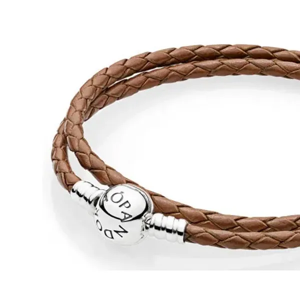 Pandora Βραχιόλι δερμάτινο ασ.925 με καφέ 590745CBN