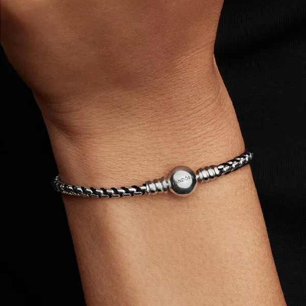 Pandora Πλεκτό ασημένιο βραχιόλι T-Bar 593816C02