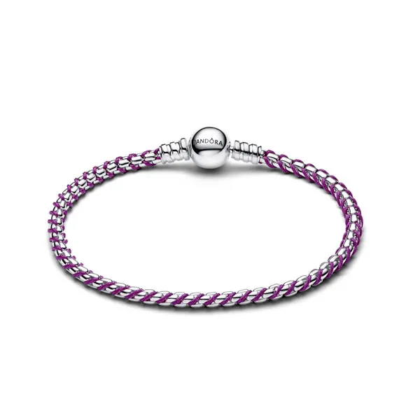 Pandora Πλεκτό ασημένιο βραχιόλι T-Bar 593816C03