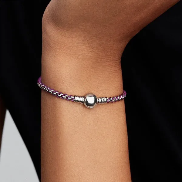 Pandora Πλεκτό ασημένιο βραχιόλι T-Bar 593816C03