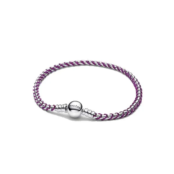 Pandora Πλεκτό ασημένιο βραχιόλι T-Bar 593816C03
