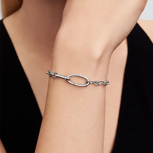 Pandora Ασημένιο βραχιόλι με οβάλ κρίκους 594678C00