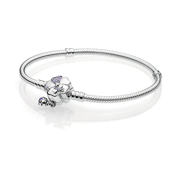 Ασημένιο βραχιόλι Pandora με Κούμπωμα αγριολούλουδα Meadow 597124NLC