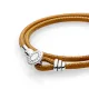 Pandora Βραχιόλι δερμάτινο ασ.925 με καφέ κυβ. ζιρκόνια 597194CGT