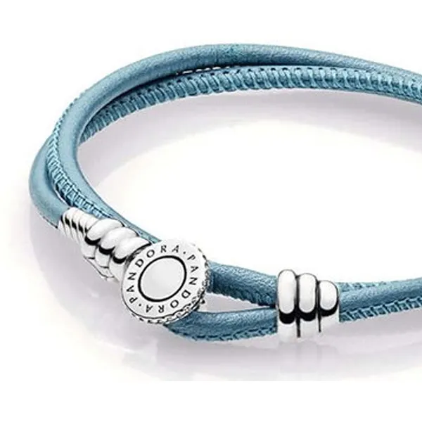 Pandora Βραχιόλι δερμάτινο ασ.925 με τυρκουάζ 597194CTQ