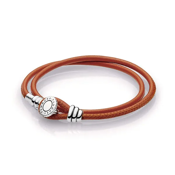Pandora Βραχιόλι δερμάτινο ασ.925 με καφέ 597194CSO