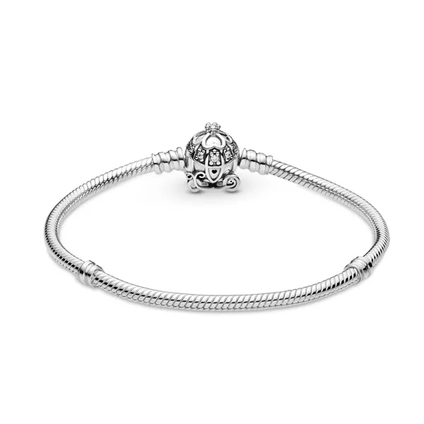 Pandora Βραχιόλι ασ. 925 με κυβική ζιρκόνια, Disney Cinderella, κούμπωμα άμαξα κολοκύθα 599190C01