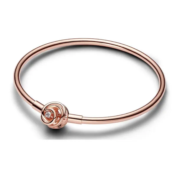 Pandora Moments Βραχιόλι χειροπέδα με ροζ επιχρύσωση 14Κ 583230C01