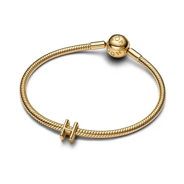 Pandora Σύμβολο με επίστρωση χρυσού 14K, γράμμα H 763954C00