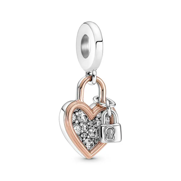 PANDORA Λουκέτο καρδιά Γούρι Διπλό Κρεμαστό 780087C01