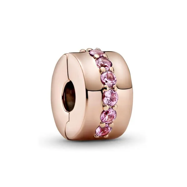 Pandora Κλιπ Ροζ Γυαλιστερή Γραμμή Πολύτιμο μέταλλο με ζαφείρι 781972C01