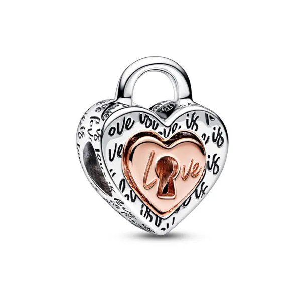 Pandora Κρεμαστό Διχρωμία λουκέτο διαιρεμένη καρδιά 782505C00