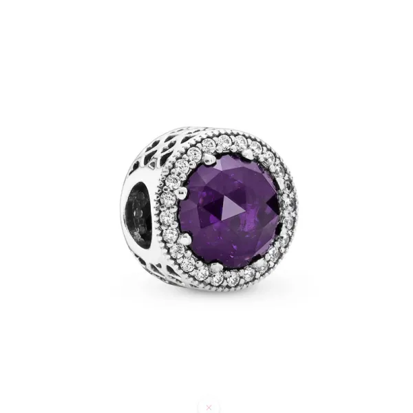 Pandora Λαμπερές Καρδιές Γοητεία με Βασιλικό-Μωβ Κρύσταλλο 791725NRP