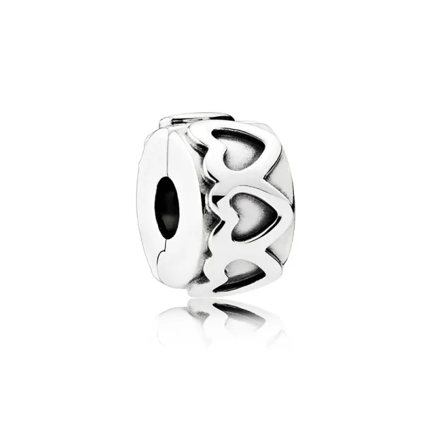 PANDORA Ασημένιο κλιπ με καρδιές 791978