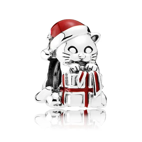 PANDORA Γούρι Ασημί Γάτος Χριστουγεννιάτικος 792007en39
