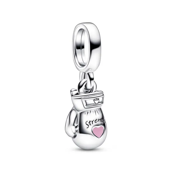 Pandora Κρεμαστό σύμβολο ασ. 925 & ροζ σμάλτο, γάντι μποξ 792550C01