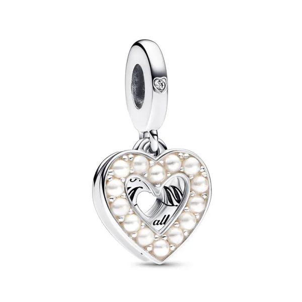 Pandora Διπλό Γούρι Καρδιά με Μαργαριτάρια 792649C01