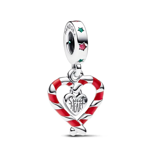 Pandora Διπλό χριστουγεννιάτικο μπαστούνι καραμέλας Γούρι 792822C01