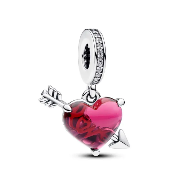 Pandora Γούρι Κρεμαστή Καρδιά με Γυαλί Murano κόκκινο 793085C01