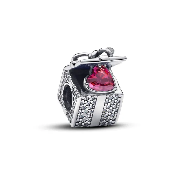 Pandora Σύμβολο ασ. 925 με διάφανη και κόκκινη κυβική ζιρκόνια & γυαλιστερό μπλε σμάλτο, κουτί δώρου 793603C01