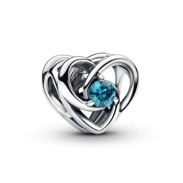Pandora Γούρι Ασημένια Καρδιά με μπλε πέτρα 793744c01