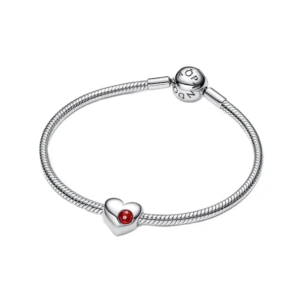 Pandora Σύμβολο Καρδιά Ασημί με Κόκκινη Πέτρα 794161C01