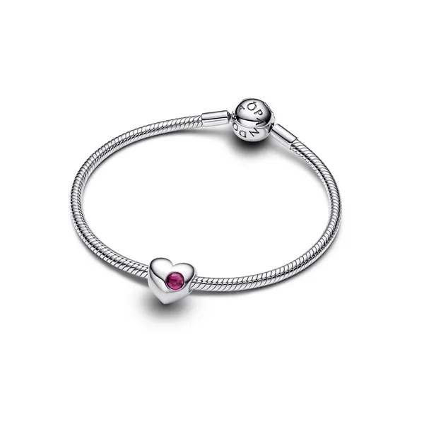 Pandora Σύμβολο Ασημί Καρδιά με Μωβ Πέτρα 794161C07