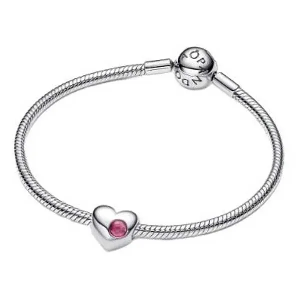 Pandora Σύμβολο Καρδιά Ασημί με Ροζ Πέτρα 794161C10