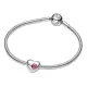 Pandora Σύμβολο Καρδιά Ασημί με Ροζ Πέτρα 794161C10