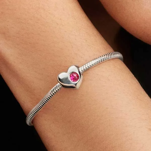 Pandora Σύμβολο Καρδιά Ασημί με Ροζ Πέτρα 794161C10