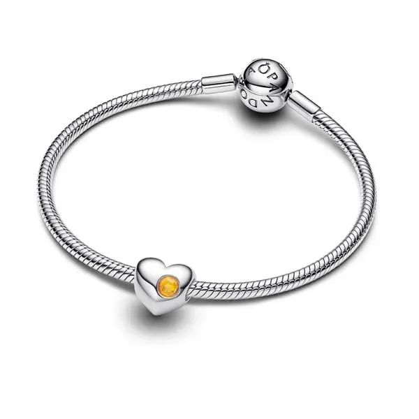 Pandora Σύμβολο Καρδιά Ασημί με Πορτοκαλί Πέτρα 794161C11