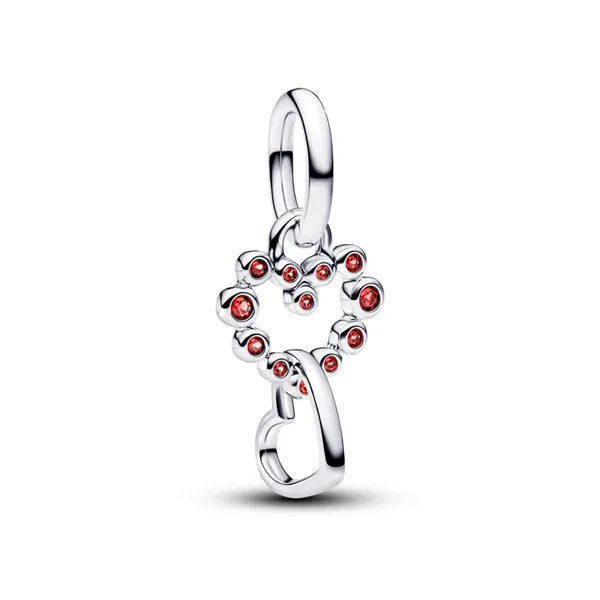 Pandora Κρεμαστό σύμβολο ασ. 925 με κόκκινο κρύσταλλο , συνδεδεμένες καρδιές 794435C01