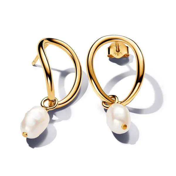 Pandora Σκουλαρίκια με ακανόνιστο κυκλικό σχήμα & μαργαριτάρι σε ασύμμετρο σχήμα 263281C01