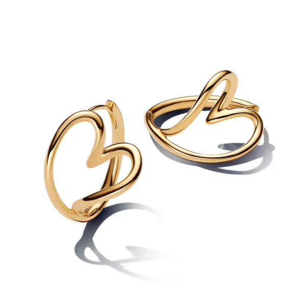 Pandora Σκουλαρίκια κρίκοι με καρδιά ακανόνιστου σχήματος 263807C00