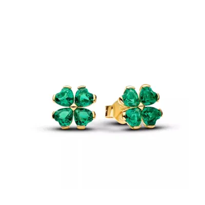Pandora Green Four-Leaf Clover Stud Earrings 264500C01